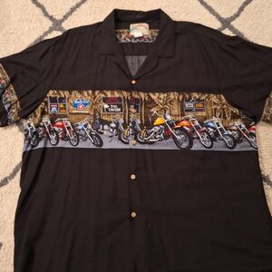 Men's Black Motorcycle Print Shirt Patadise Found 3xl